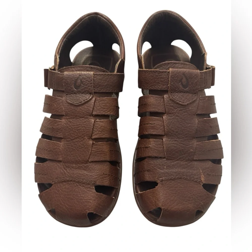 OluKai Mohalu Fisherman Leather Sandals Mens Size 9M